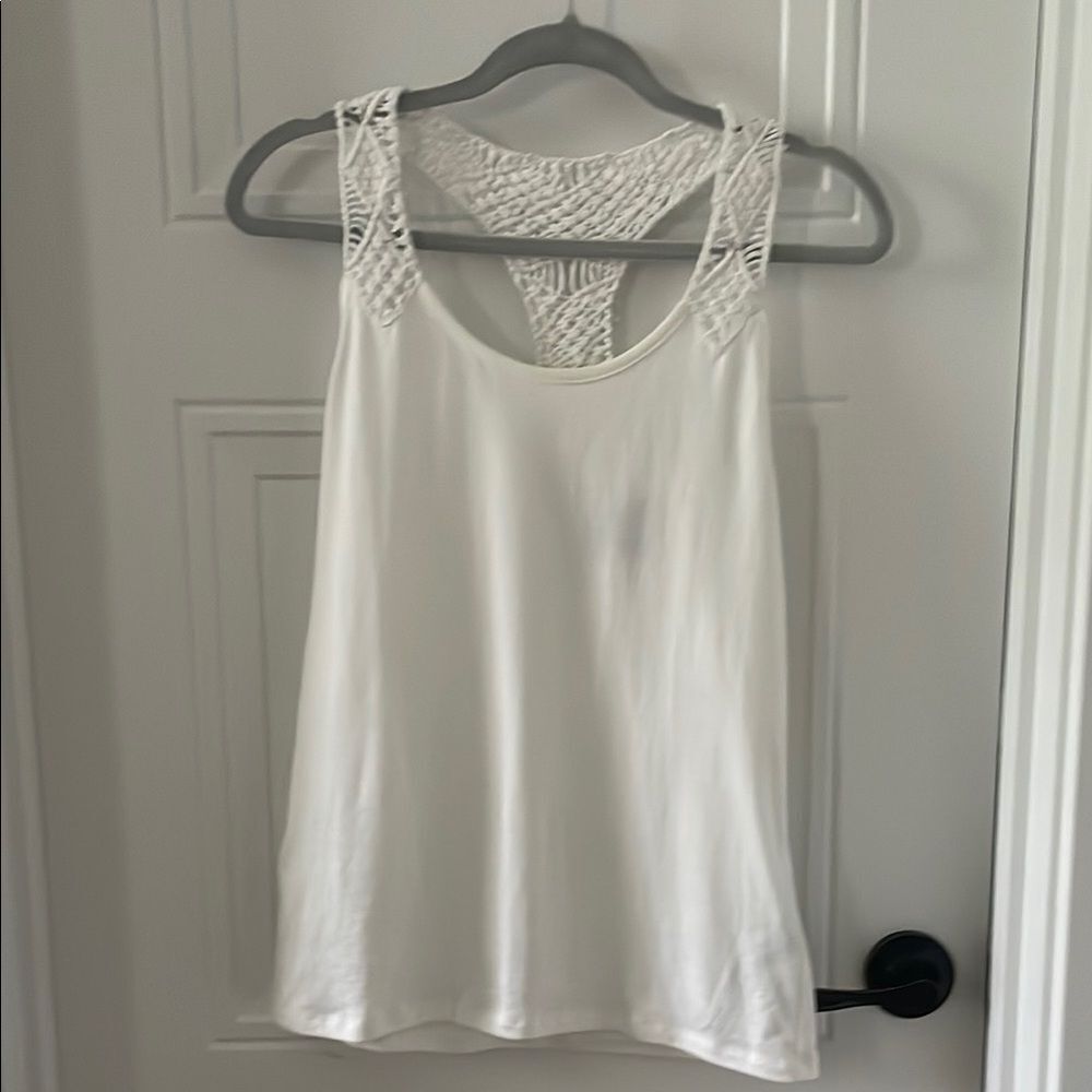 Ralph Lauren BlackโLabel White Tank Top with Crochet Racer Back